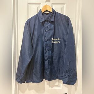 Vintage 1970s Champion Navy Windbreaker Jacket Medium Made Usa Running Man